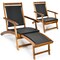 Costway 2PCS Patio Folding Rattan Lounge Chair Wood Frame Retractable Footrest